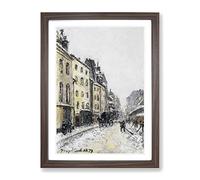 Johan Jongkind Snow Street Classic Painting Framed Print | A2 Walnut Framed Wall Art | Ready to Hang | Classic Cityscape Picture | Living Room Bedroom Lounge Office