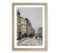 Johan Jongkind Snow Street Framed Print | A2 Oak Framed Wall Art | Ready to Hang | Modern Cityscape Picture | Living Room Bedroom Lounge Office