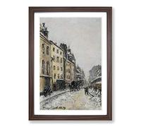 Johan Jongkind Snow Street Framed Print | A2 Walnut Framed Wall Art | Ready to Hang | Modern Cityscape Picture | Living Room Bedroom Lounge Office