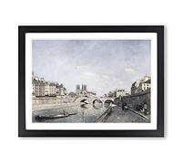 Johan Jongkind The Seine and Notre Dame in Paris Classic Painting Framed Print | A2 Black Framed Wall Art | Ready to Hang | Classic Historical Picture | Living Room Bedroom Lounge Office