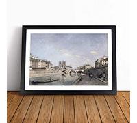 Johan Jongkind The Seine and Notre Dame in Paris | Framed Wall Art Print | Modern Home Decor Picture | Ready to Hang Artwork for Living Room, Bedroom, Kitchen or Office | Multiple Sizes