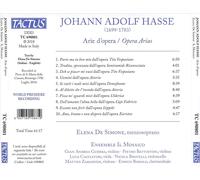 JOHANN ADOLF HASSE - ARIE D'OPERA - DE SIMONE ELENA / ENSEMBLE IL MOSAICO NEW CD