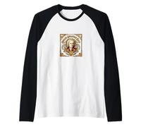 Johann Sebastian Bach Portrait Graphic Baroque Composer Raglan Baseball Tee