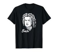 Johann Sebastian Bach Portrait Organ Composer Classical Value Graphic T-Shirt, Men, Black, S