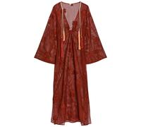 Johanna Ortiz Palm Veil Embroidered Cotton-blend Maxi Dress - Red - M (UK12 / M)