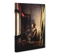 Johannes Vermeer Girl Reading A Letter Canvas Print | Gallery Wrapped 30mm Frame Wall Art | 20x14 inches | Ready to Hang | Baroque People Picture | Living Room Bedroom Lounge Office