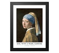 Johannes Vermeer Girl With A Pearl Earring Painting Art Print Premium Framed Poster Wall Decor 12X16 Inch Spoon Moulding