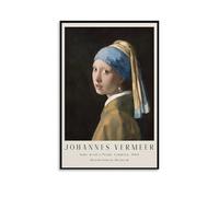 Johannes Vermeer - Girl with A Pearl Earring Poster Wall Art Scroll Canvas Painting Picture Living Room Decor Home 12x18inch(30x45cm)