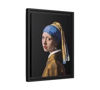 Johannes Vermeer Girl With Pearl Earring Canvas Print - Vintage Wall Art Masterpiece Portrait 30x40cm Vertical/Black / 3.175cm