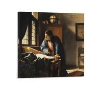 Johannes Vermeer Printed Posters The Geographer Canvas Wall Art Decorative Bedroom Modern Home Print Picture Artworkss 28x28inch(70x70cm)