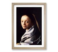 Johannes Vermeer Study of a Young Woman Framed Print | A2 Oak Framed Wall Art | Ready to Hang | Modern Historical Picture | Living Room Bedroom Lounge Office