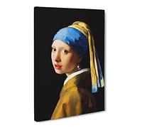 Johannes Vermeer The Girl With The Pearl Earring Canvas Print | Gallery Wrapped 30mm Frame Wall Art | 30x20 inches | Ready to Hang | Baroque People Picture | Living Room Bedroom Lounge Office