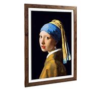 Johannes Vermeer The Girl with The Pearl Earring Framed Print A2 Walnut