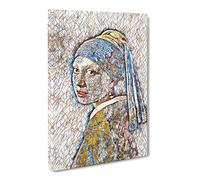 Johannes Vermeer The Girl With The Pearl Earring Modern Bg Canvas Print | Gallery Wrapped 30mm Frame Wall Art | 30x20 inches | Ready to Hang | Modern People Picture | Living Room Bedroom Lounge Office