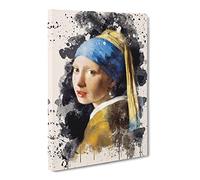 Johannes Vermeer The Girl With The Pearl Earring Modern Fc Canvas Wall Art Print Ready to Hang, Framed Picture for Living Room Bedroom Home Office Décor, 24x16 Inch (60x40 cm)