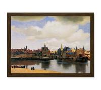Johannes Vermeer View Of Delft Baroque Cityscape Painting A4 Artwork Framed Wall Art Print Artery8 Brown One Size