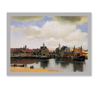 Johannes Vermeer View Of Delft Baroque Cityscape Painting A4 Artwork Framed Wall Art Print Artery8 Light Grey One Size
