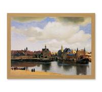 Johannes Vermeer View Of Delft Baroque Cityscape Painting A4 Artwork Framed Wall Art Print Artery8 Light Oak One Size
