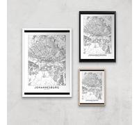 Johannesburg Light City Map Giclee Art Print - A3 - White Frame