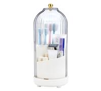 Johehe Toothbrush Organizer with Cover,3 Slots for Bathroom Toothbrush Holders with Lid,Dustproof Design,Rotating Holder,Ideal Makeup Brushes Holder for Bathroom Countertop Organization and Storage