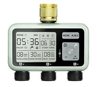 Johgee 3 Zone Water Timer with Brass Inlet for Irrigation, Sprinkler Timer 3 Outlet, Hose Timers, Garden Watering System Irrigation System Controller with Auto&Manual Mode, Rain Delay for Garden