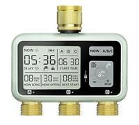 Johgee 3 Zone Water Timer with Brass Inlet & Outlet, Sprinkler Timer 3 Outlet,Garden Hose Timers,Garden Watering System Irrigation System Controller with Auto & Manual Mode,Rain Delay for Garden