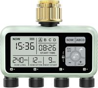 Johgee 4 Zone Water Timer with Brass Inlet for Irrigation, Sprinkler Timer 4 Outlet, Garden Hose Timers, Garden Watering System Irrigation System Controller with Auto/Manual Mode/Rain Delay