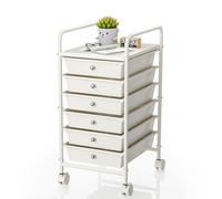 Johgee 6 Drawers Plastic Storage Cart, Multipurpose Mobile Organizer Shelving Unit with Lockable Wheels, Rolling Cart Storage Trolley for Home Office