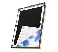 johgee Blackout Heat Protection Roof Window Roller Blind, Blackout Fabric with Silver Coating, Manual Control, Black, 48W x 75H cm, Compatible with Velux Windows