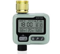 Johgee Irrigation Computer with Brass Inlet, Water Timer Garden Timer Watering with Rain Delay, Automatic/Manual Irrigation Control, Programmable