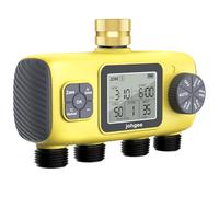 Johgee Programmer Irrigation 4 Outlets with Brass Inlet, 4 Zone Irrigation Programs, Garden Irrigation Timer, Automatic Watering Timer, Rainfall Delayed Mode/Manual/Automatic
