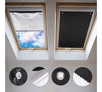 Johgee Roof Window Roller Blind, Thermal Sun Protection, Silver Coating, Blackout Roller Blind for VELUX Roof Windows GGU GGL GPU GPL GHU GHL GTU GTL GXU GXL (No Drilling with Suction Cups, Size 116 x