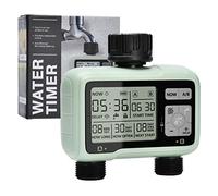 Johgee Sprinkler Timer 2 Zone, Water Timer for Garden Hose Faucet 2 Outlet, Programmable Water Hose Timers Irrigation System Controller with Child Lock Mode, Auto & Manual Mode, Rain Delay for Garden