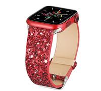JOHIPI Bling Bands Compatible with Apple Watch 38 mm, 40 mm, 41 mm, 42 mm, 44 mm, 45 mm, 49 mm, Ultra 2/1, iWatch Band, Glittering Leather Strap for Apple Watch Series 9, 8, SE, 7, 6, 5, 4, 3, 2, 1
