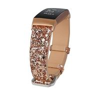JOHIPI Bling Bands Compatible with Fitbit Charge 4/Charge 3/Charge 3 SE Band, Women Strap Shiny Glitter Leather Replacement Bands Compatible with Fitbit Charge 3/Charge 4 Fitness Tracker Wristbands