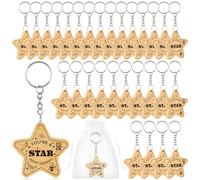 Johiux 30 Sets School Leaver Star Keyring Gifts Class End of Term for Students from Teachers,Leaving Gift You're a Star Keep Shining Class Gifts for 30 children Wooden Token.