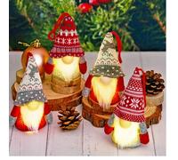 Johiux 4 Pcs Christmas Tree Decorations LED Gnomes Hanging Ornaments, Gnomes with Led Light Xmas Decorations Gonks,Swedish Nordic Indoor Decoration Holiday Decor Santa Elf Table Ornament.