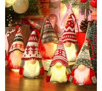 Johiux 6 Pieces Christmas Tree Decorations LED Gnomes Hanging Ornaments, Gnomes with Led Light Xmas Decorations Gonks Christmas,Swedish Nordic Indoor Decoration Holiday Decor.