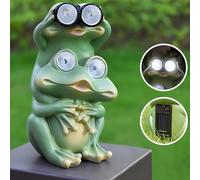 Johiux LED Frog Outdoor Solar Decor Statues Gnomes, Funny Animal Statue Garden Gifts for Women Men