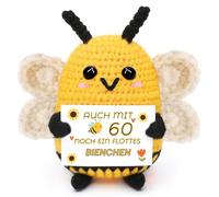 Johiux Pocket Hug Bee Lucky Charm for 60th Birthday Gifts for Wife Men, 60th Birthday Gifts Women Men, Positive Potato German, Anti Stress Lucky Charm Bee