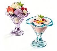 JOHLCR 2 Pack Ice Cream Cup Dessert Bowl, Milkshake & Sundae Cups for Homemade Ice Cream, Smoothies, Parfaits, Party Treats, for Kids Birthday Tea Party Picnic, 160ml