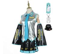 JOHLCR Anime Hatsune Miku Cosplay Costume with Wig Gift for Manga Lovers Uniform Outfits Halloween Manga Carnival Costume for Adults Suitable for Stage Play, Anime Expo,Grey,L