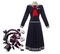 JOHLCR Cosplay Costume Anime Danganronpa Uniform with Red Accessories Costume Props for Adults Anime Character Fukawa TōKo Suitable for Halloween Carnival, Stage Play,Blue,S