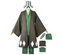 JOHLCR Manga Carnival Costume Cosplay Bleach Urahara Kisuke Cosplay Anime Kimono with Hat Including Coat + Clothes + Pants + Hat + Waist Rope Suitable for Stage Play, Birthday Gift,Green,L