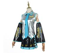 JOHLCR Manga Carnival Costume Cosplay Hatsune Miku Costume Props for Adults Outfits Patent Leather Including Clothes + Skirt + Sleeves + Tie + Socks Suitable for Birthday Gift,Black,2XL