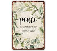 John 14 27 Bible Verse Wall Art Metal Tin Sign Bible Quote Prints Christian Wall Art Scripture Poster DecorPeace I Leave with You Kjv Posters for Home Picture Gifts 8"x12"