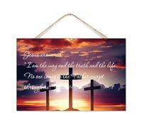 John 14:6 Jesus Answered I Am The Way And The Truth And The Life Wood Pallet Wall Plaque Sign Bible Verse Quote Wood Sign 12x8in Bible Verse Quote Home Decor Distressed Wood Signs for Shelf Front Door