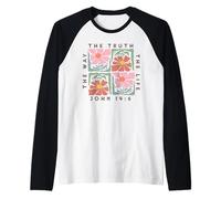John 14:6 The Way The Truth The Life Floral Design Raglan Baseball Tee