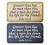 John 15:13 Tactical Morale Badge, Bible Verse Greater Love Has No Man Than This Embroidery Hook & Loop Emblem Patch