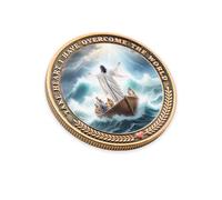 John 16:33 Religious Peace Challenge Coin, Take Heart I Have Overcome The World Bible Verse Inspirational Faith Token Encouragement Christian Gift